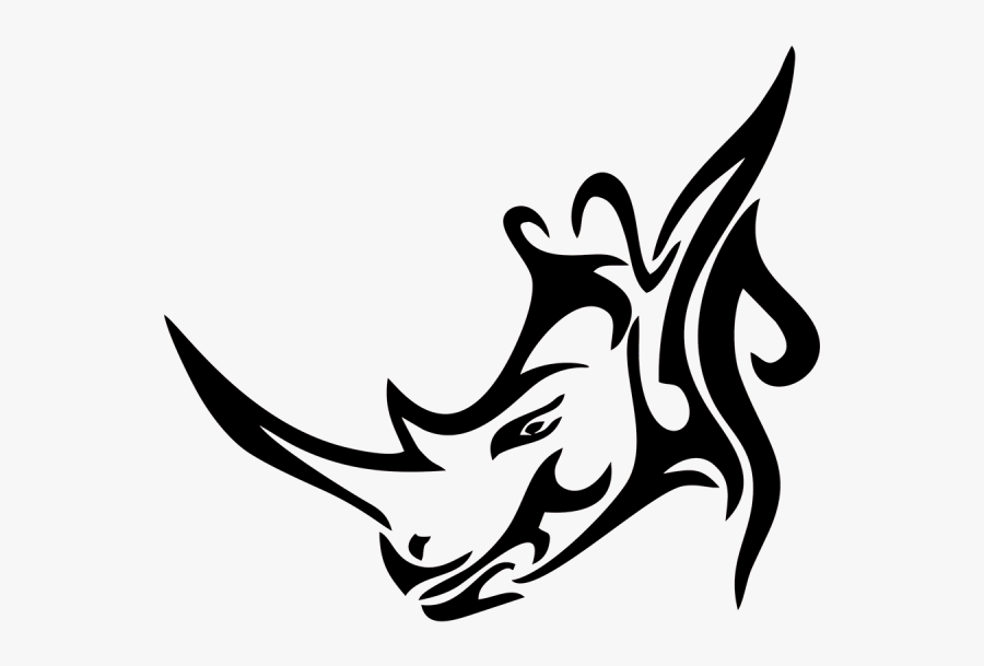 Rhinoceros Decal Head - Tribal Rhino Tattoo Designs, Transparent Clipart