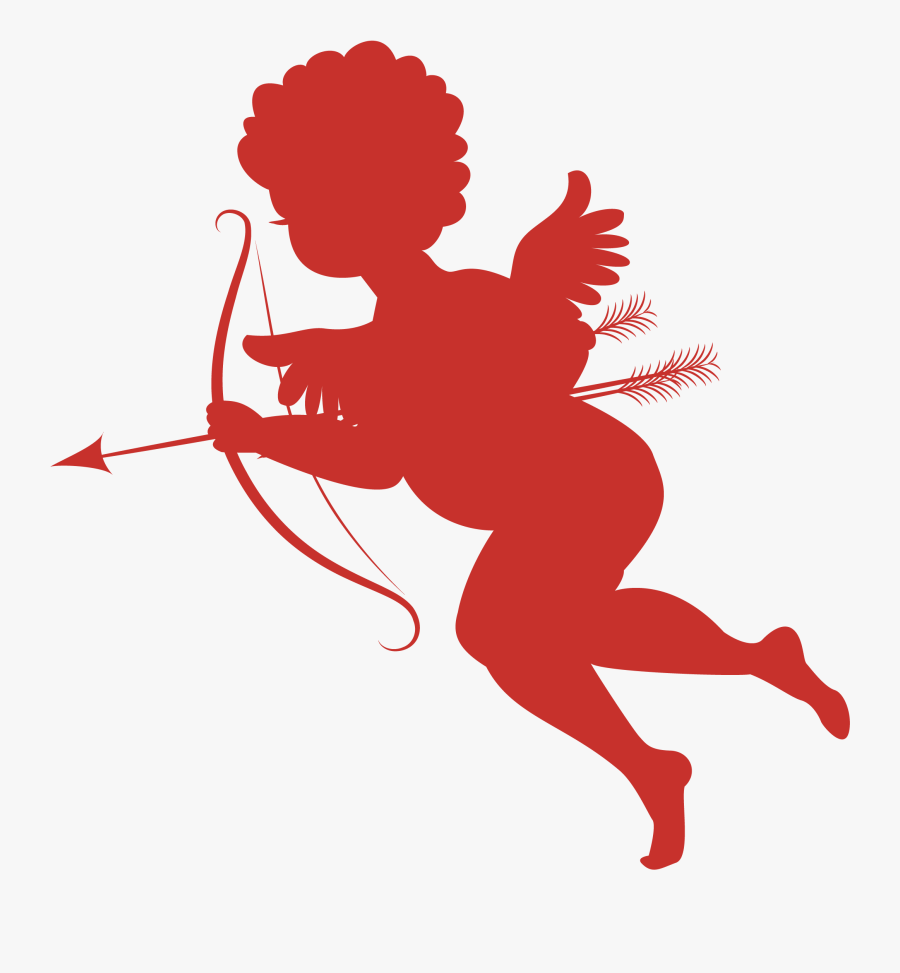 Red Cupid Silhouettes Png Picture - Cupid Transparent Background, Transparent Clipart