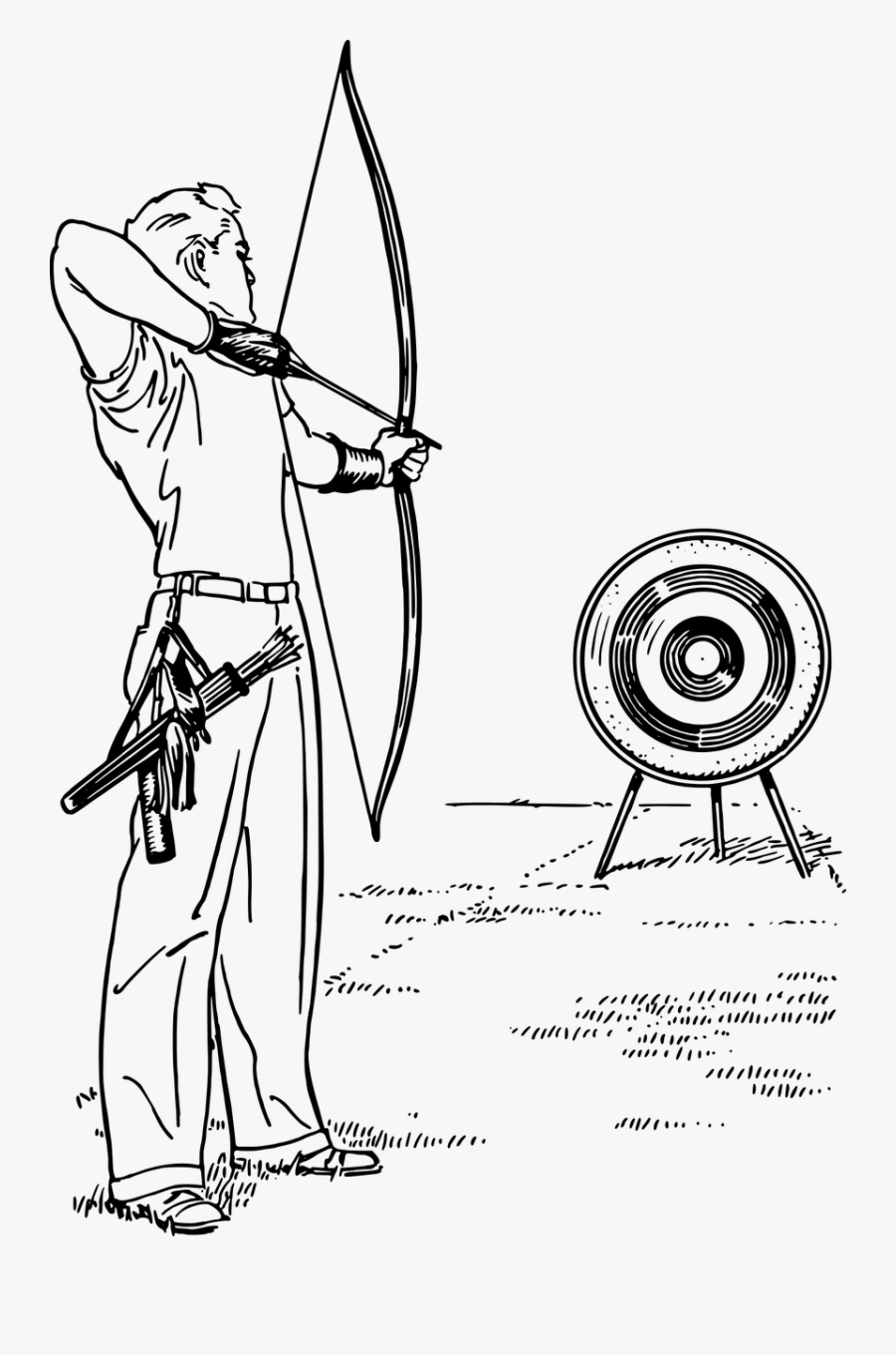 Archer Archery Arrow Bow Png Image - Archery Clipart Black And White, Transparent Clipart