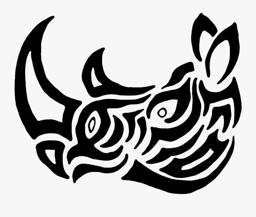 Transparent Rhino Clipart Black And White - Tribal Tattoo Rhino, Transparent Clipart