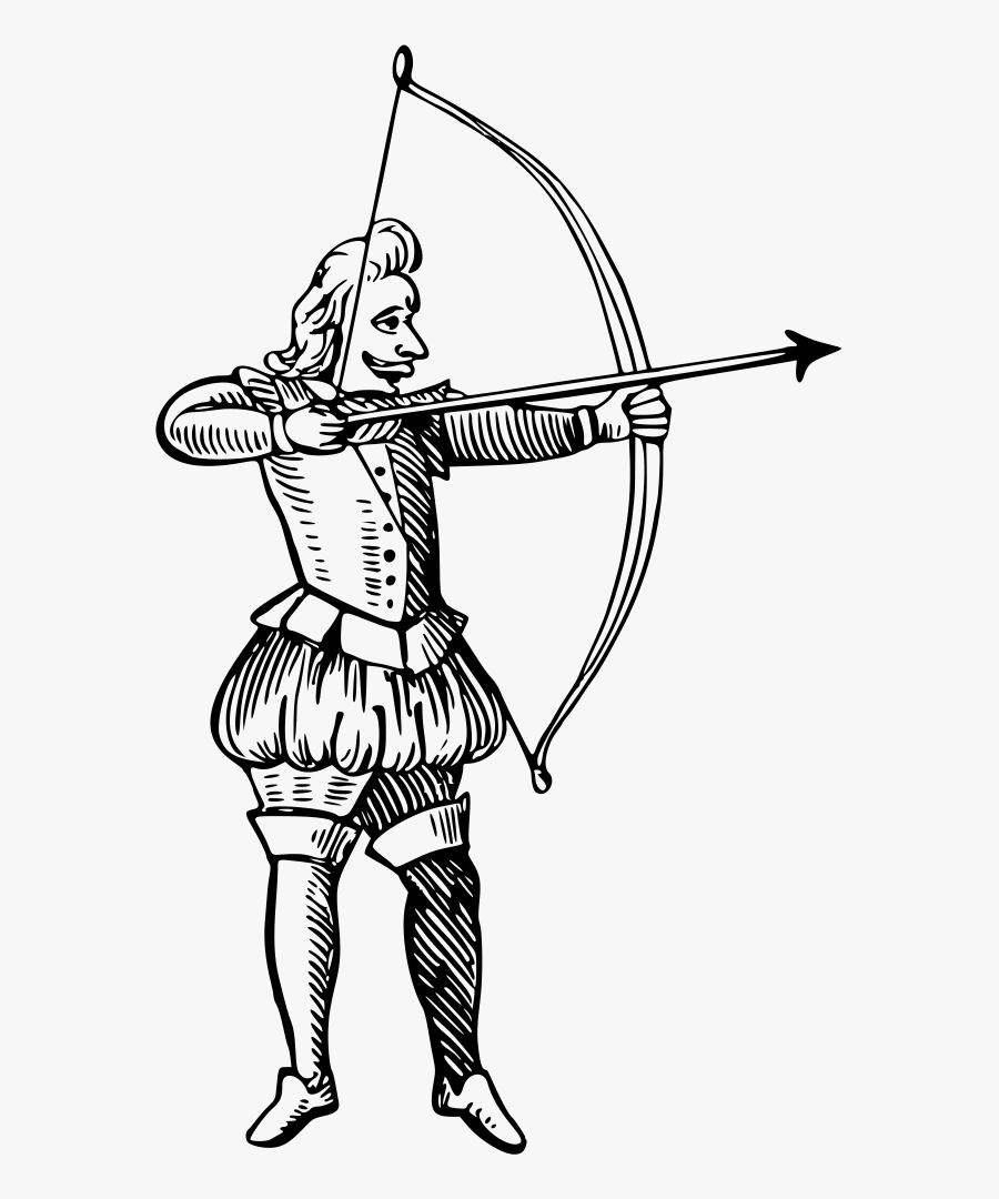 Bow And Arrow Archery Drawing Hunting - Archer Black And White, Transparent Clipart