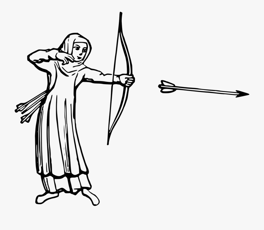 Transparent Bow And Arrow Clipart Black And White - Shooting Bow And Arrow Drawing, Transparent Clipart