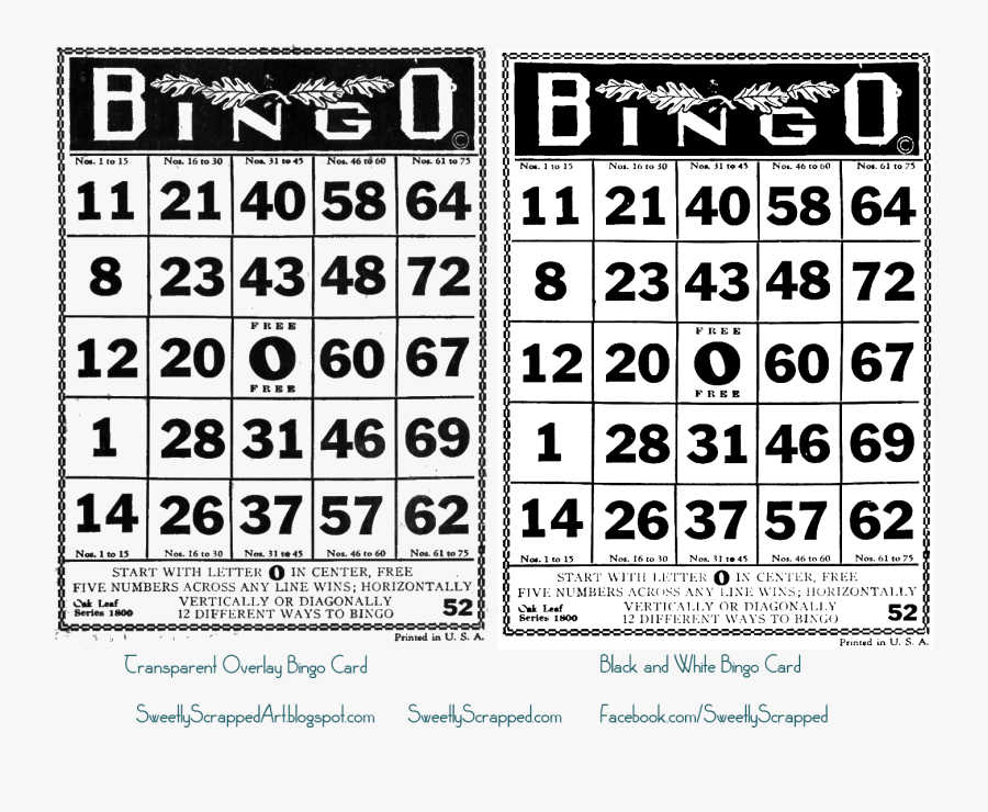 Black And White Bingo Png - Vintage Bingo Card Template, Transparent Clipart