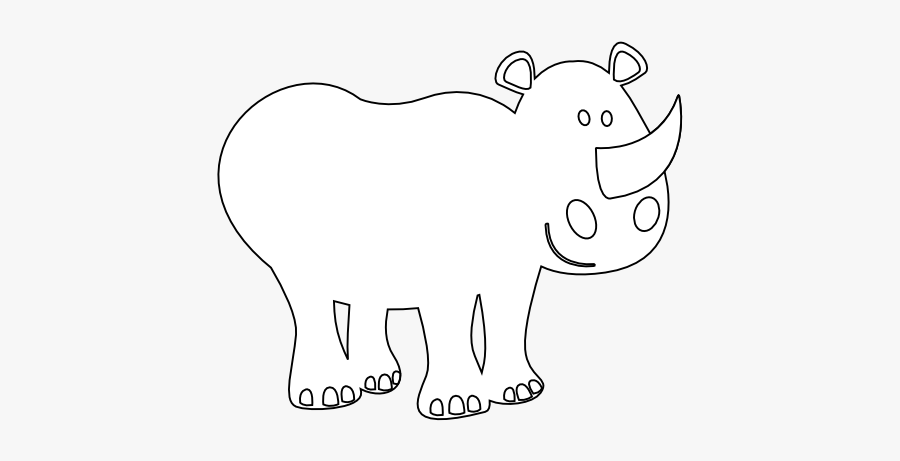 Colorful Animal Rhino Black White Line Art 555px - Cartoon, Transparent Clipart