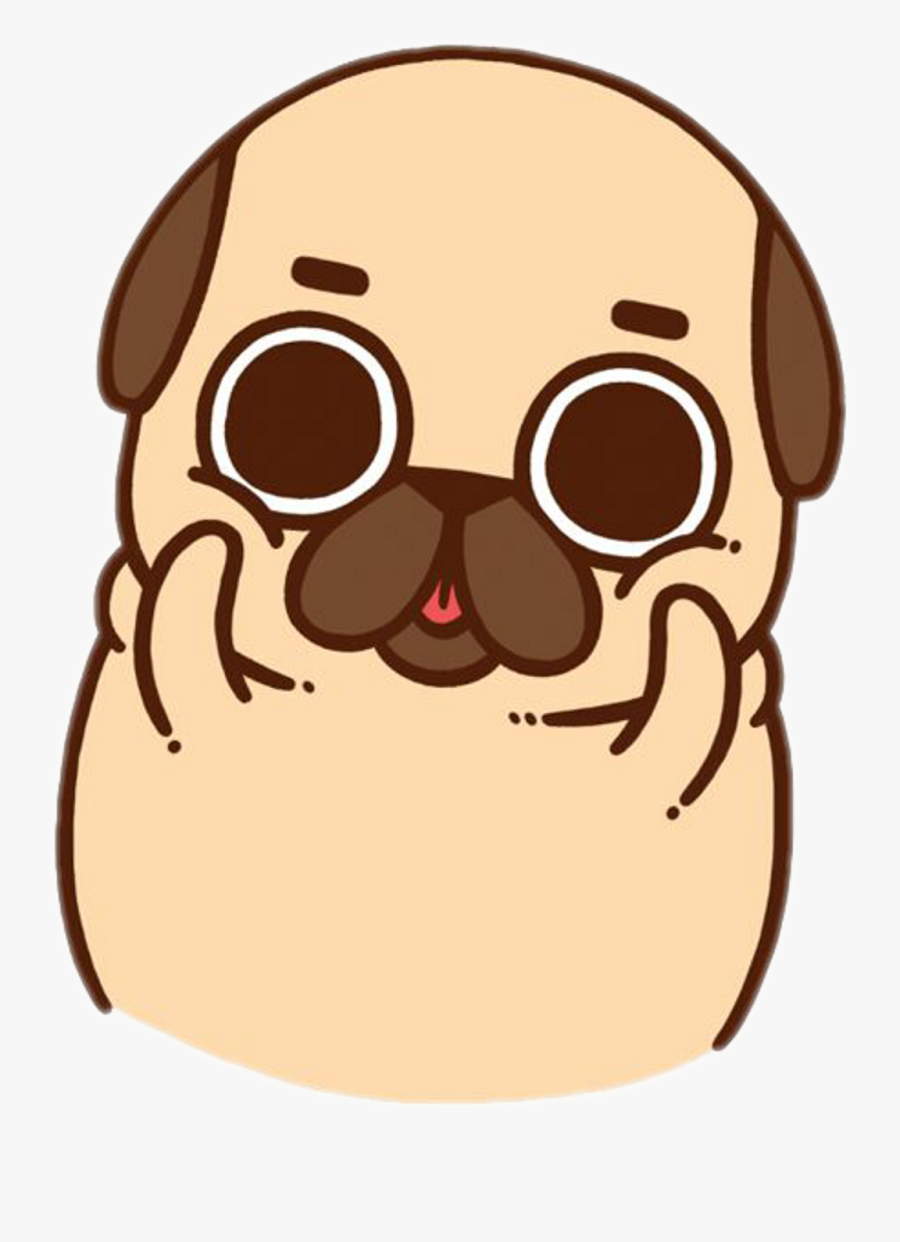 Cute Lovely Kawaii Ftestickers - Puglie Pug, Transparent Clipart