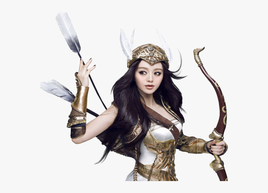 Fan Bingbing Clipart - Warrior Girl With Bow And Arrow, Transparent Clipart