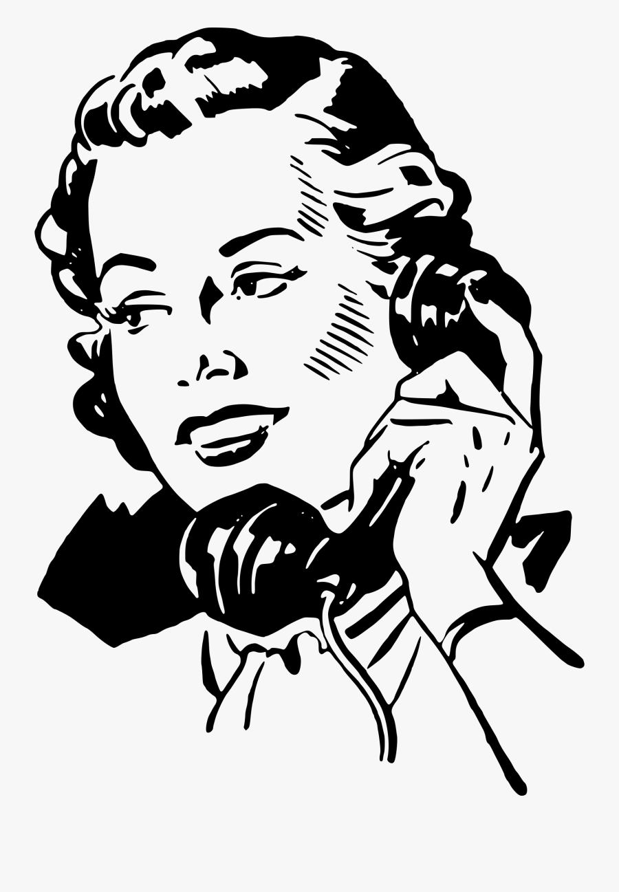 Clip Art Woman Black And - Woman Talking On Phone Clipart, Transparent Clipart