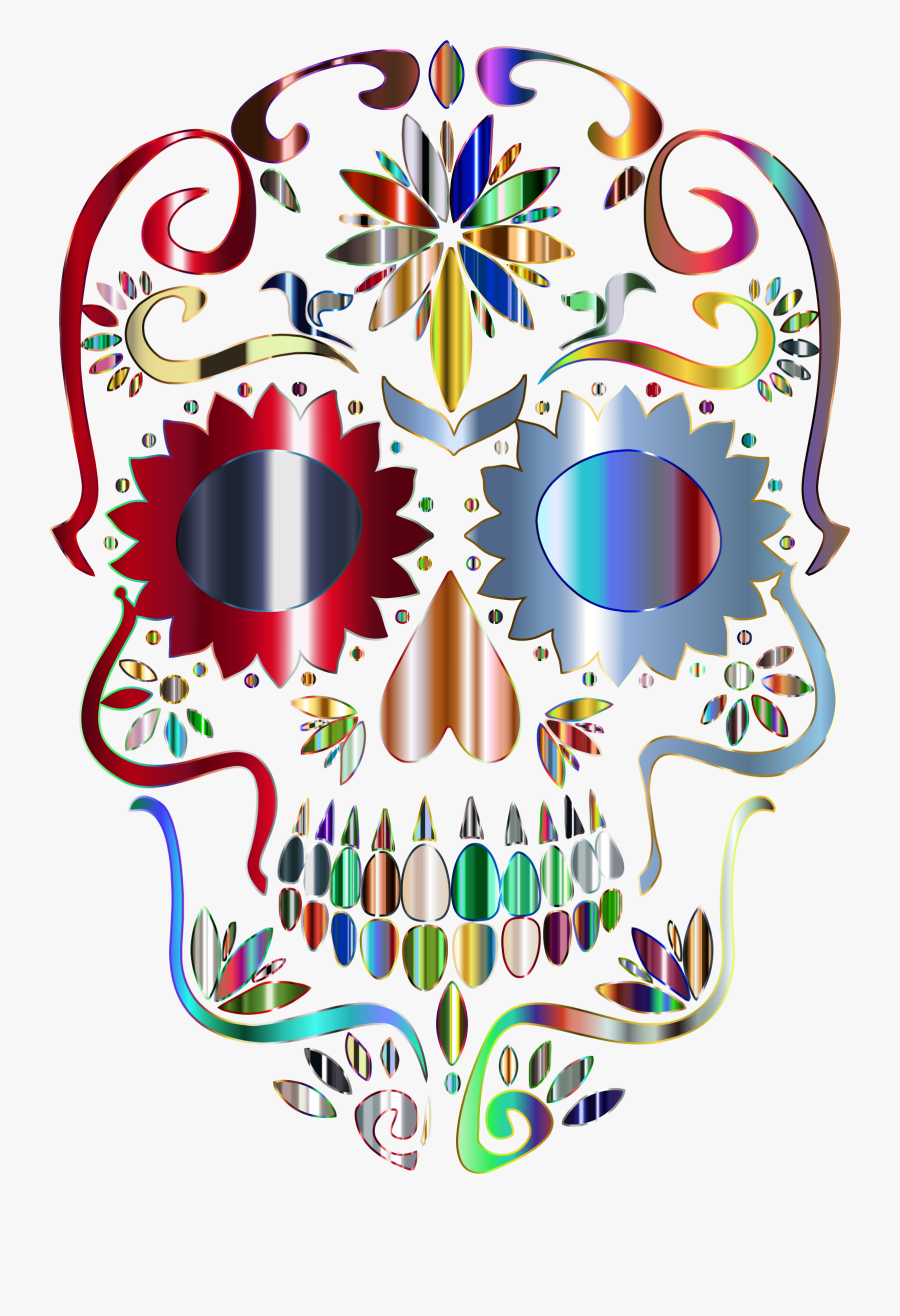 Clipart Prismatic Sugar Skull Silhouette 5 No Background - Sugar Skull Transparent Background, Transparent Clipart