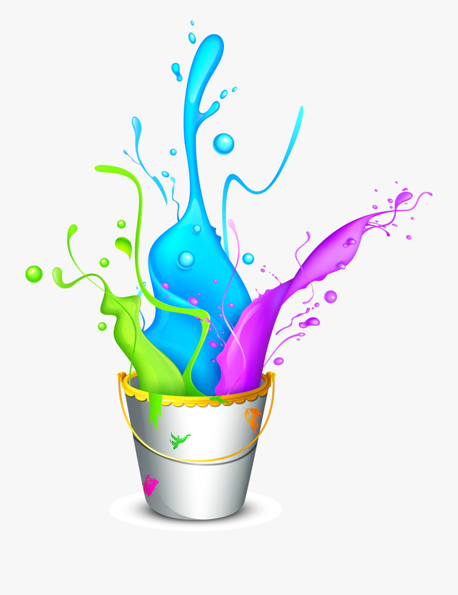 Paint Wallpaper Bucket Colorful Holi Free Frame Clipart - Holi Picsart Editing Png, Transparent Clipart