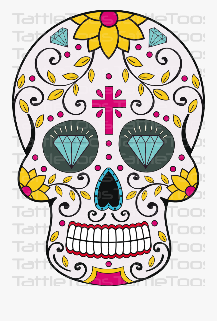 Girly Clipart Sugar Skull - Clip Art Sugar Skull, Transparent Clipart