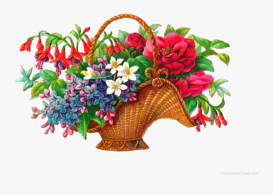 Basket Of Flowers Png, Transparent Clipart