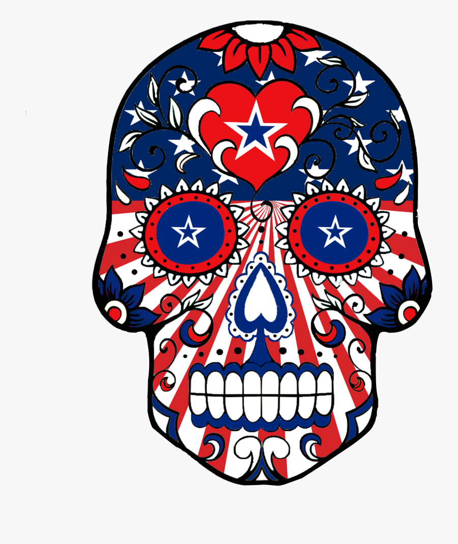 And The Usa Flag - Skull, Transparent Clipart
