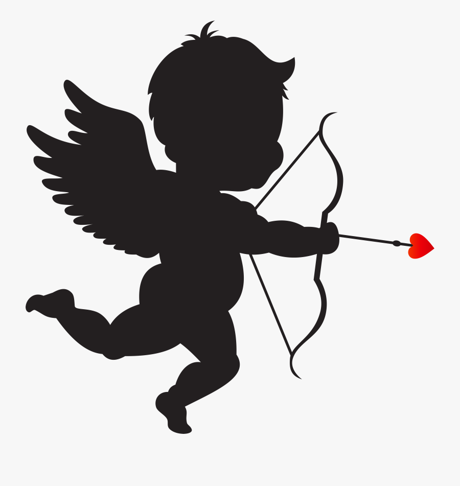 Cupid With Bow Silhouette Png Clip Art Image, Transparent Clipart
