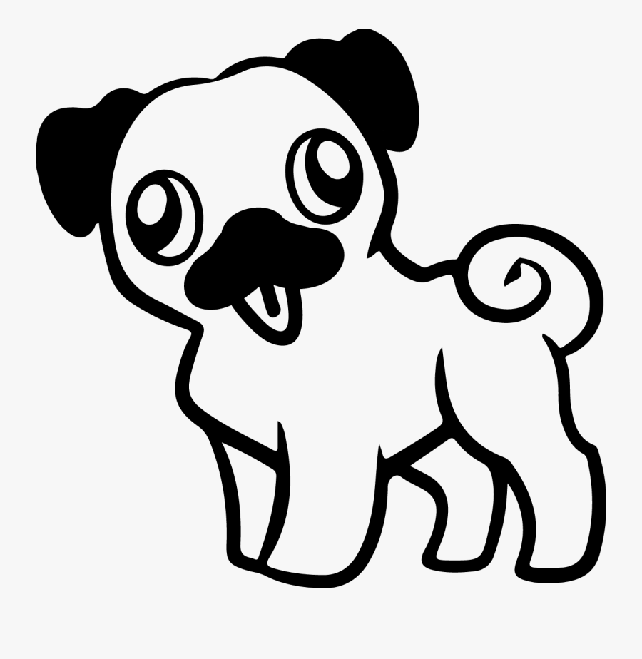 Pug Black And White Clipart, Transparent Clipart