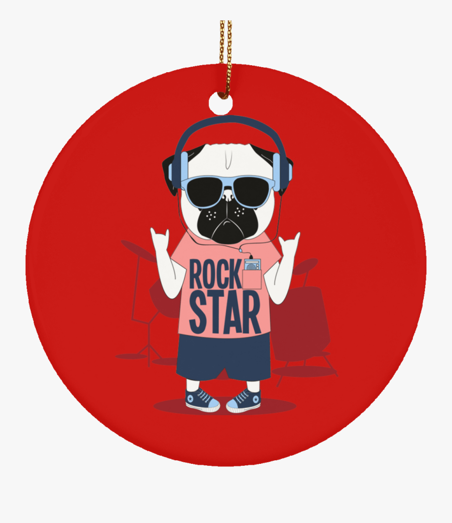 Rockstar Pug Christmas Ornaments - Cartoon, Transparent Clipart