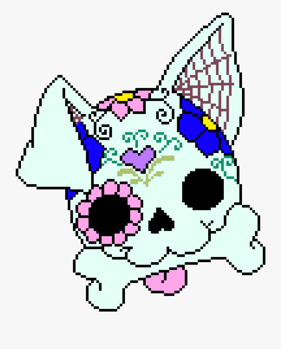 Sugar Skull Dog - Dog Sugar Skull Pixel Art, Transparent Clipart