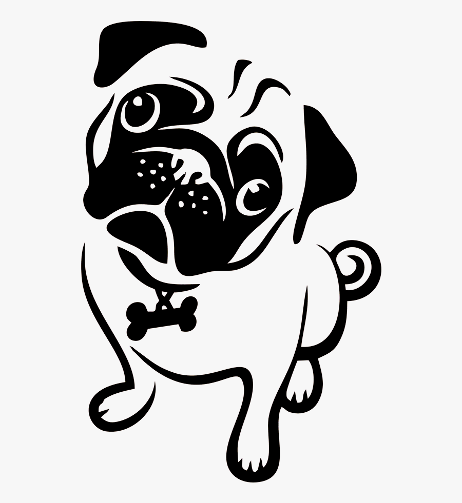 Pug Clipart Black And White, Transparent Clipart