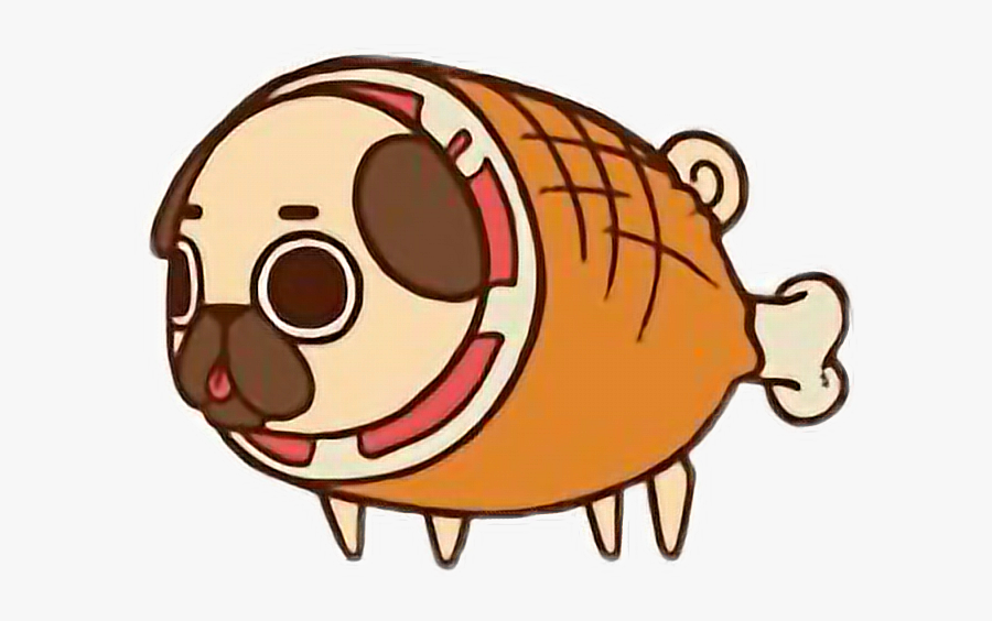 Cute Kawaii Pug Chibi Food Hamfreetoedit - Puglie Pug, Transparent Clipart