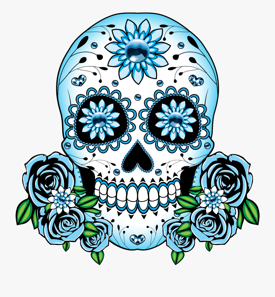Line - Sugar Skull Blue, Transparent Clipart