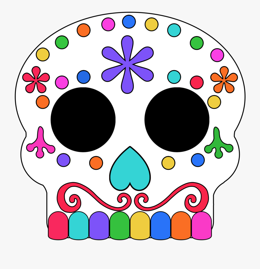 Colored In Day Of The Dead Sugar Skull Masks - Calavera Skull Mask, Transparent Clipart