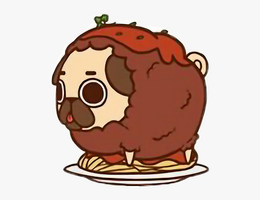 Cute Kawaii Pug Chibi Food Spaghetti Freetoedit - Pug Sticker, Transparent Clipart