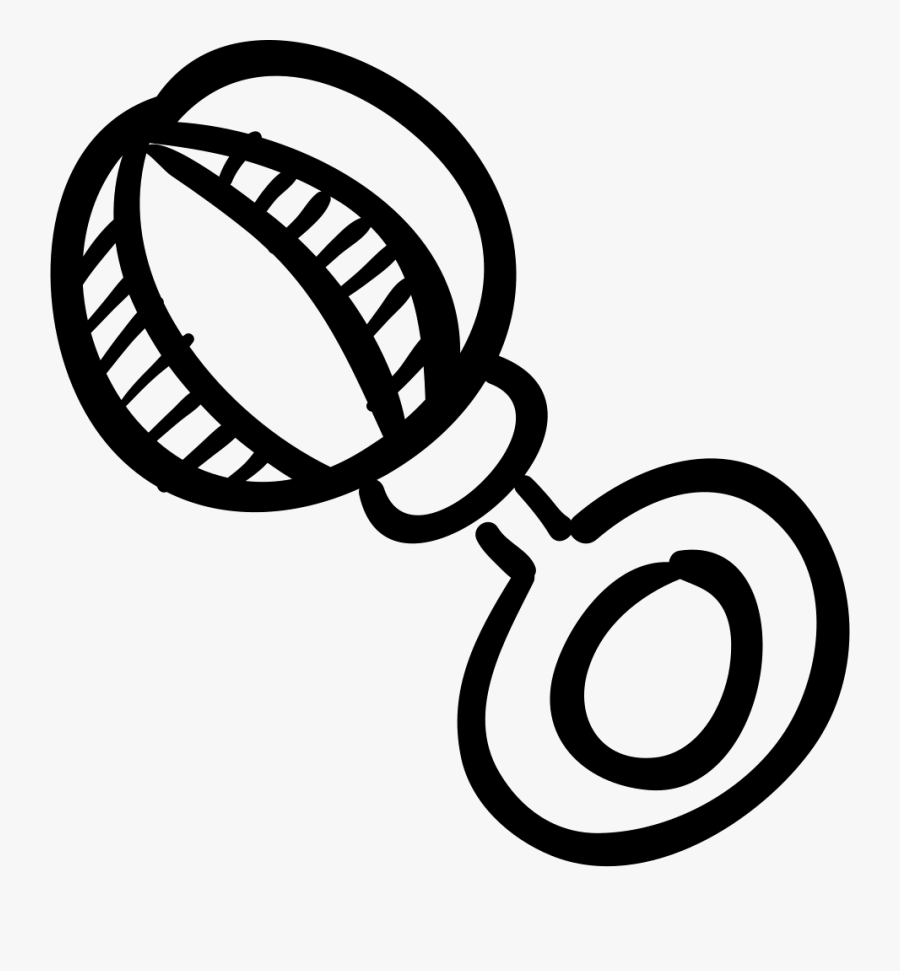 Rattle Hand Drawn Baby Toy Comments - Baby Toys Clipart Black And White, Transparent Clipart