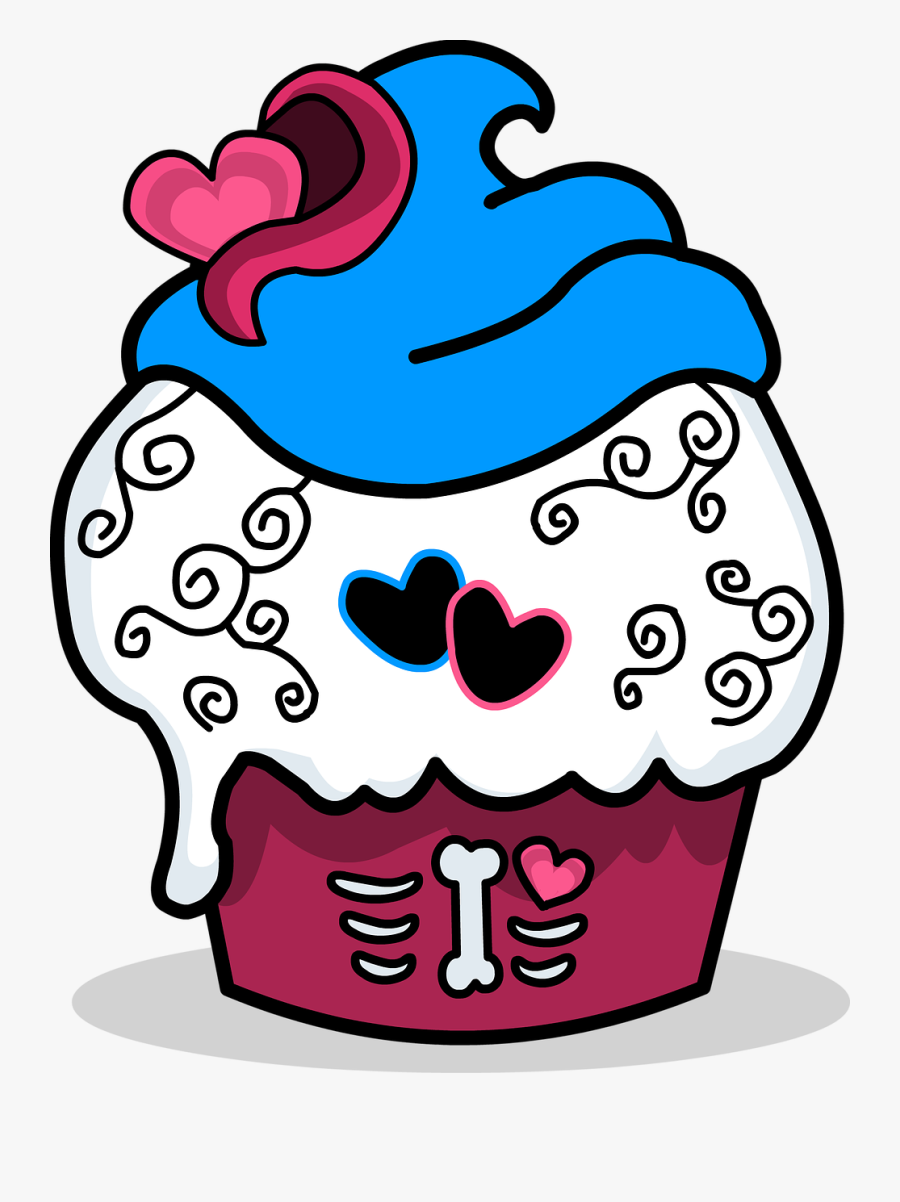Transparent Sugar Skulls Clipart - Cupcake, Transparent Clipart