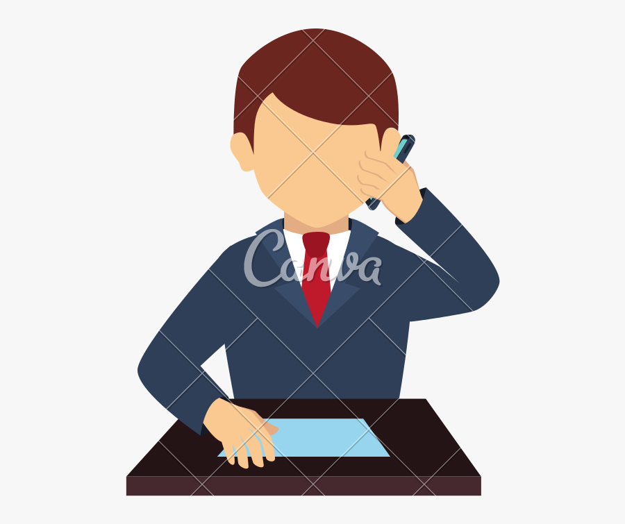 Man Phone Front Suit Tie Business Icon - Vector Graphics, Transparent Clipart