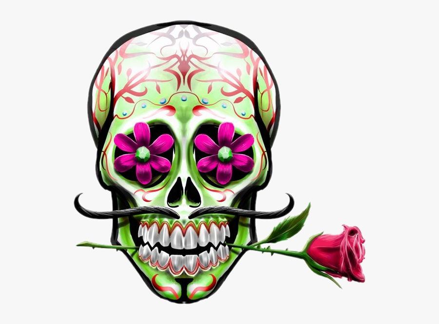 Skull Skulls Sugarskull Art Awesomeart Skullsandroses - Mexican Skull Png, Transparent Clipart
