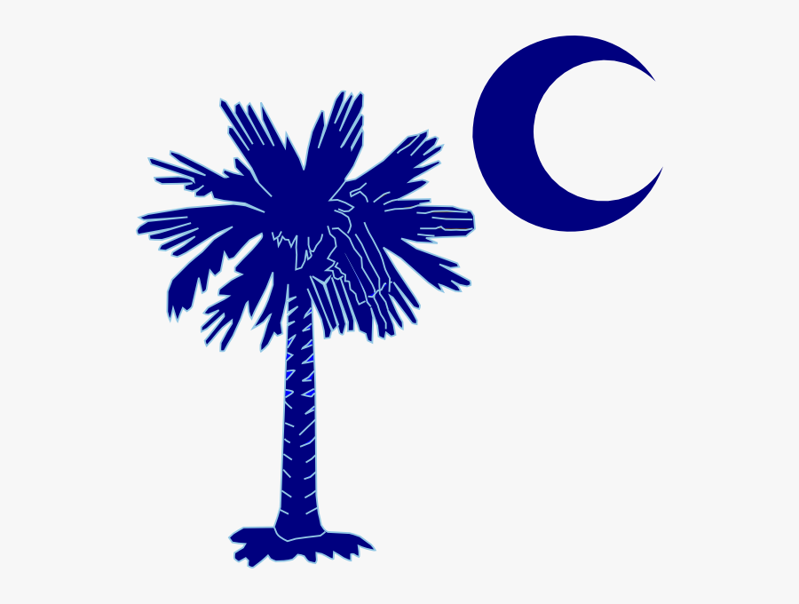 Sc Palmetto Tree - Black And White South Carolina State Flag, Transparent Clipart