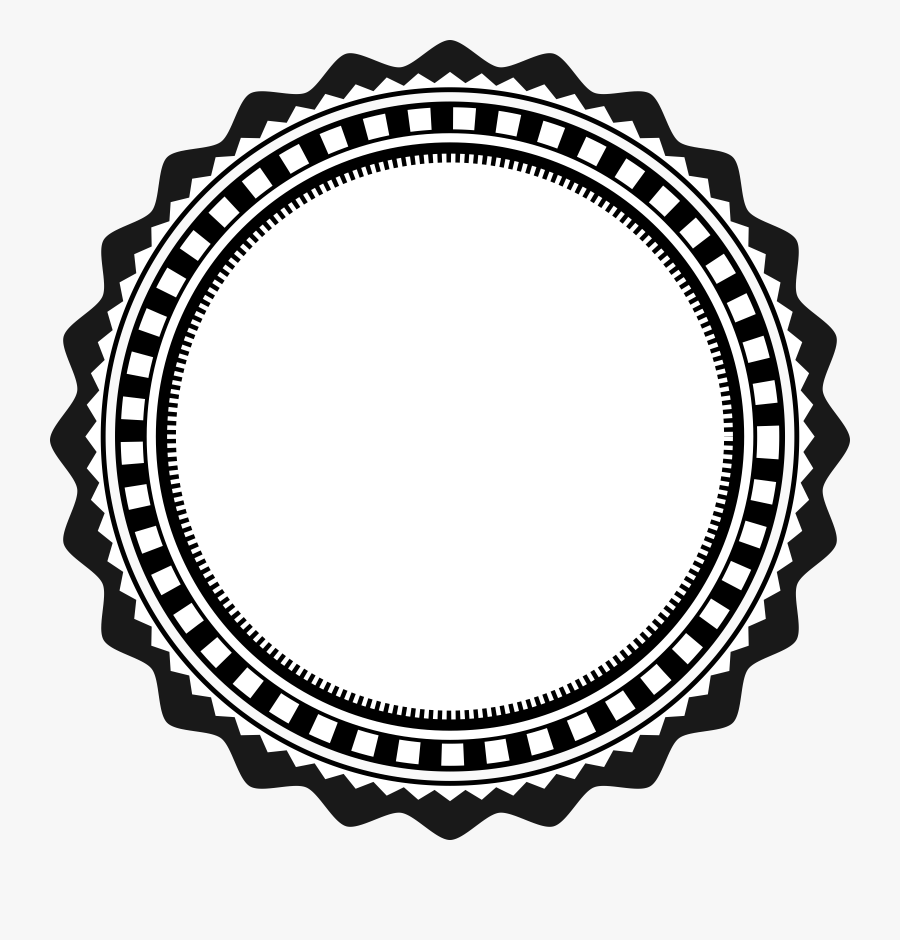Fancy Badge - Black And White Badge, Transparent Clipart