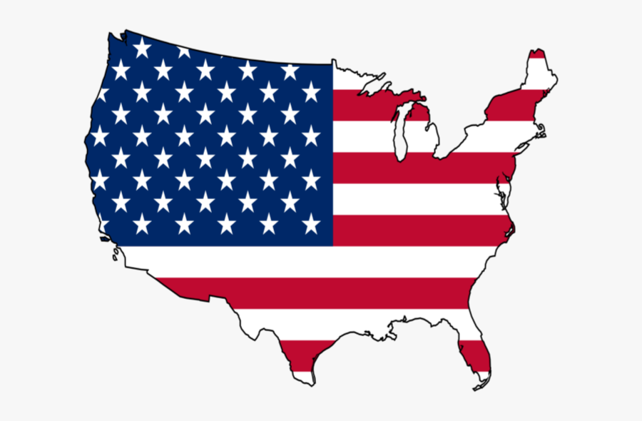 Patriotic Clipart Public Domain - Map Of Usa With Flag, Transparent Clipart