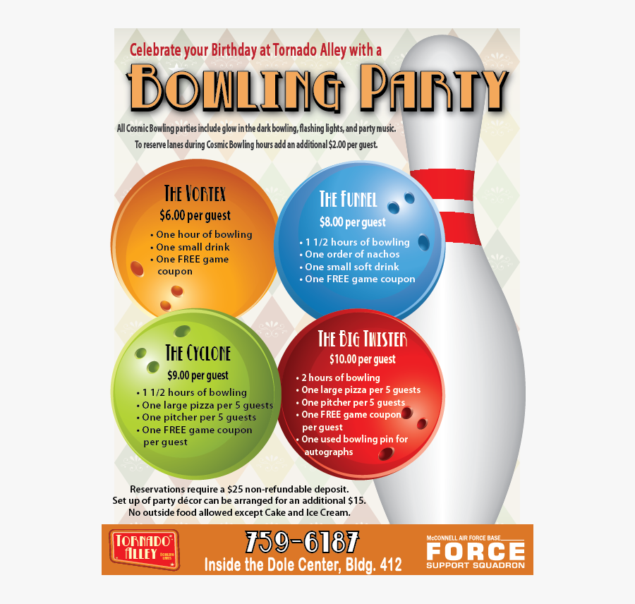 Birthday Party Retro Packages - Clipart Bowling Party, Transparent Clipart