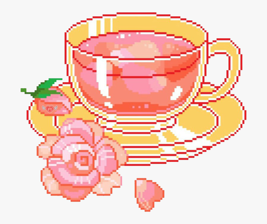 Teacup Pixel Art - Transparent Pixel Art Coffee, Transparent Clipart