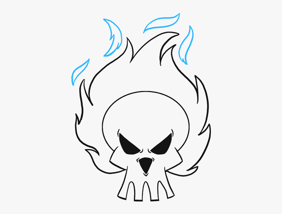 How To Draw A Flaming Skull - Skull With Flames Drawing, Transparent Clipart