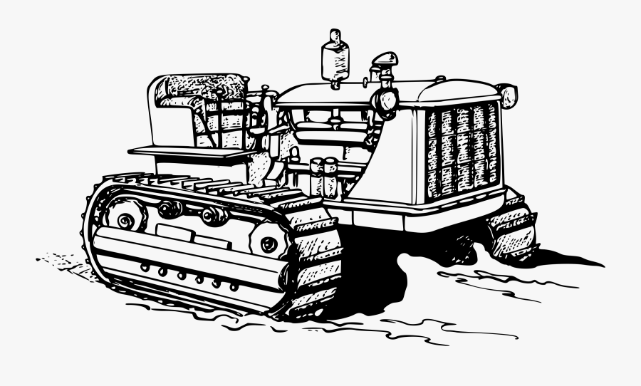 Crawler Tractor Clip Art , Png Download - Caterpillar Bulldozer Line Drawing, Transparent Clipart