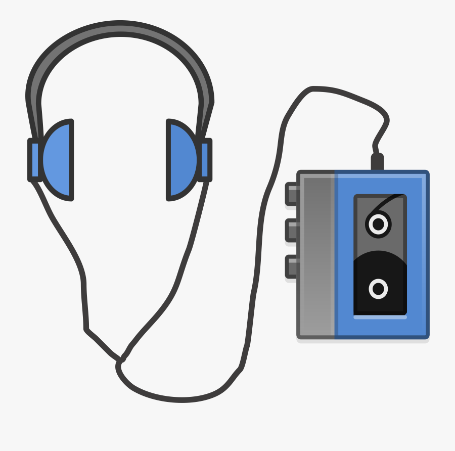 Headphones With Portable Tapeplayer - Cassette Player Clip Art, Transparent Clipart