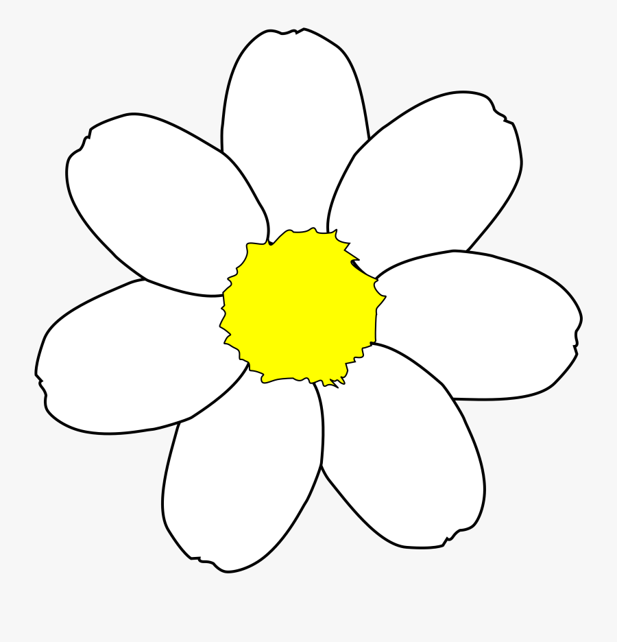 Daisy Clipart Flower Outline - 7 Petal Flower Template, Transparent Clipart