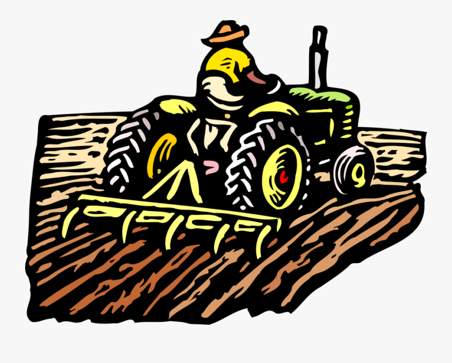 On Tractor Plowing Vector - Clip Art Farming, Transparent Clipart