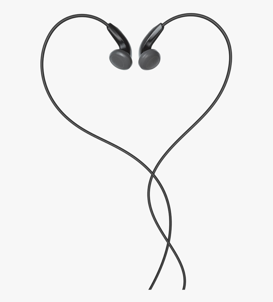 Heart Black And White Clipart - Earbuds In A Heart, Transparent Clipart
