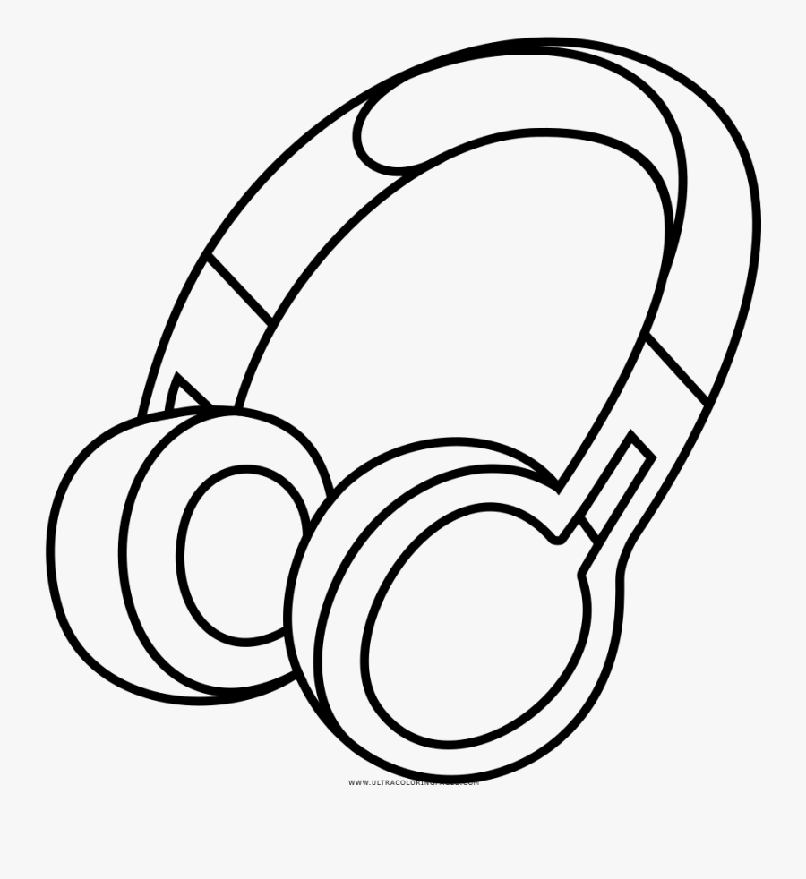 Drawing Headphones Clip Art Transparent Library - Headphones Coloring Page, Transparent Clipart