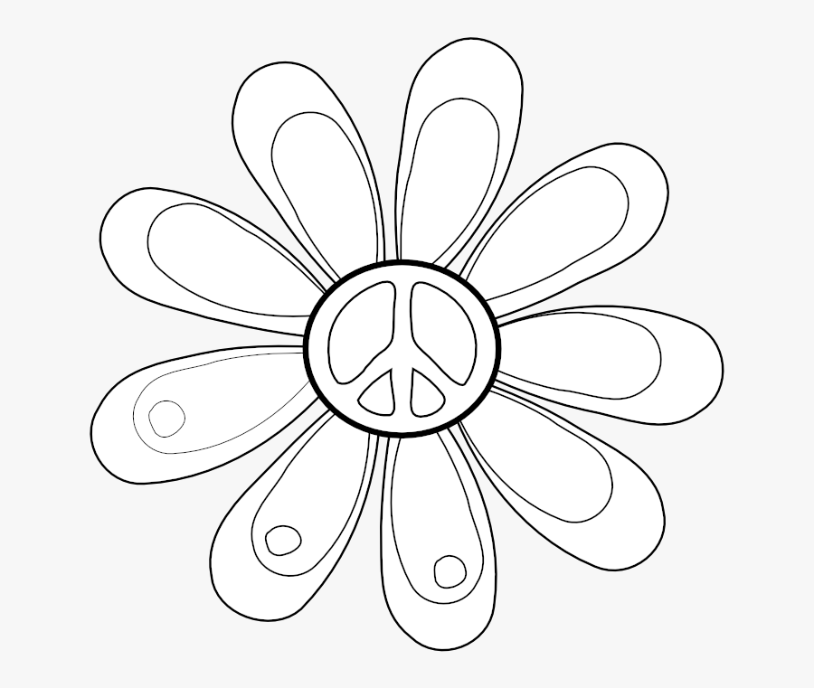 Peace Symbol Peace Sign Flower 82 Black White Line - Daisy Decal, Transparent Clipart