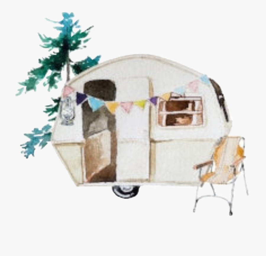 #watercolor #handpainted #camper #camping #rv #trailer - Glamping Backdrop, Transparent Clipart