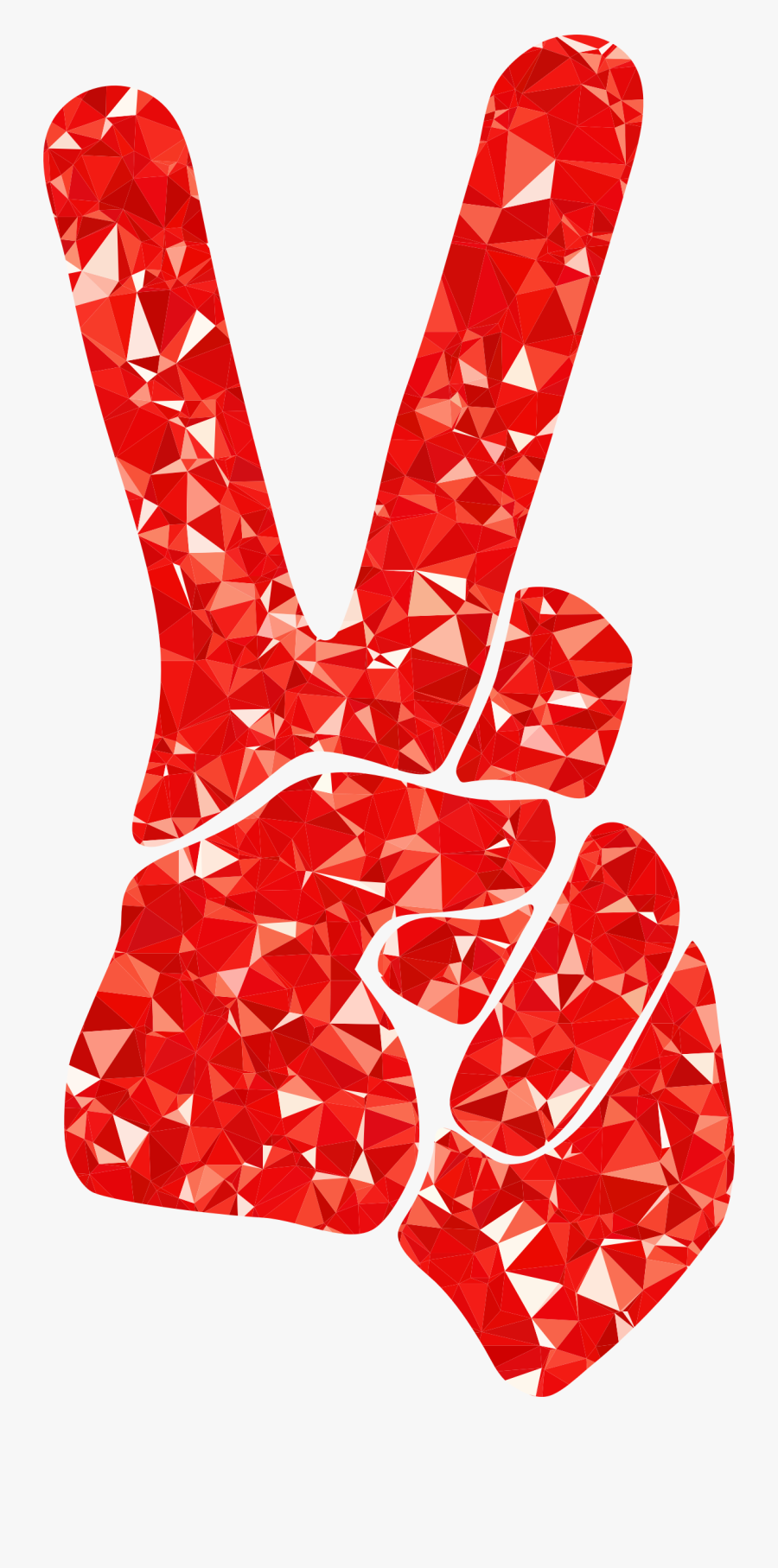 Ruby Peace Sign Silhouette Smoothed Clip Arts - V For Victory Clipart, Transparent Clipart