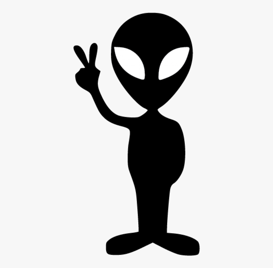 Alien Giving Peace Sign Clipart , Png Download - Alien Clipart Black And White, Transparent Clipart