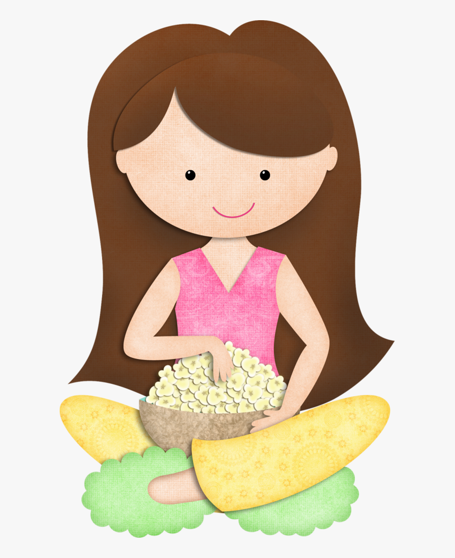 Kmill Auburnhair Popcorn Png - Clipart Girls Pajamas Png, Transparent Clipart