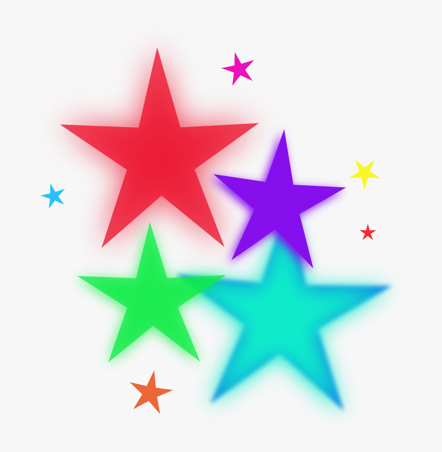 Stars, Party, Fiesta, Blue, Colorful, Glowing, Green - Rainbow Stars Clipart, Transparent Clipart
