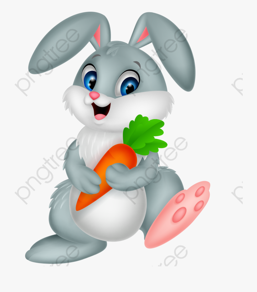 Carrot Black And White Clipart Vector - Bunny With Red Heart, Transparent Clipart