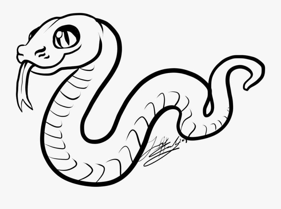 Lineart Clipart Mouth - Snake In Line Drawing, Transparent Clipart