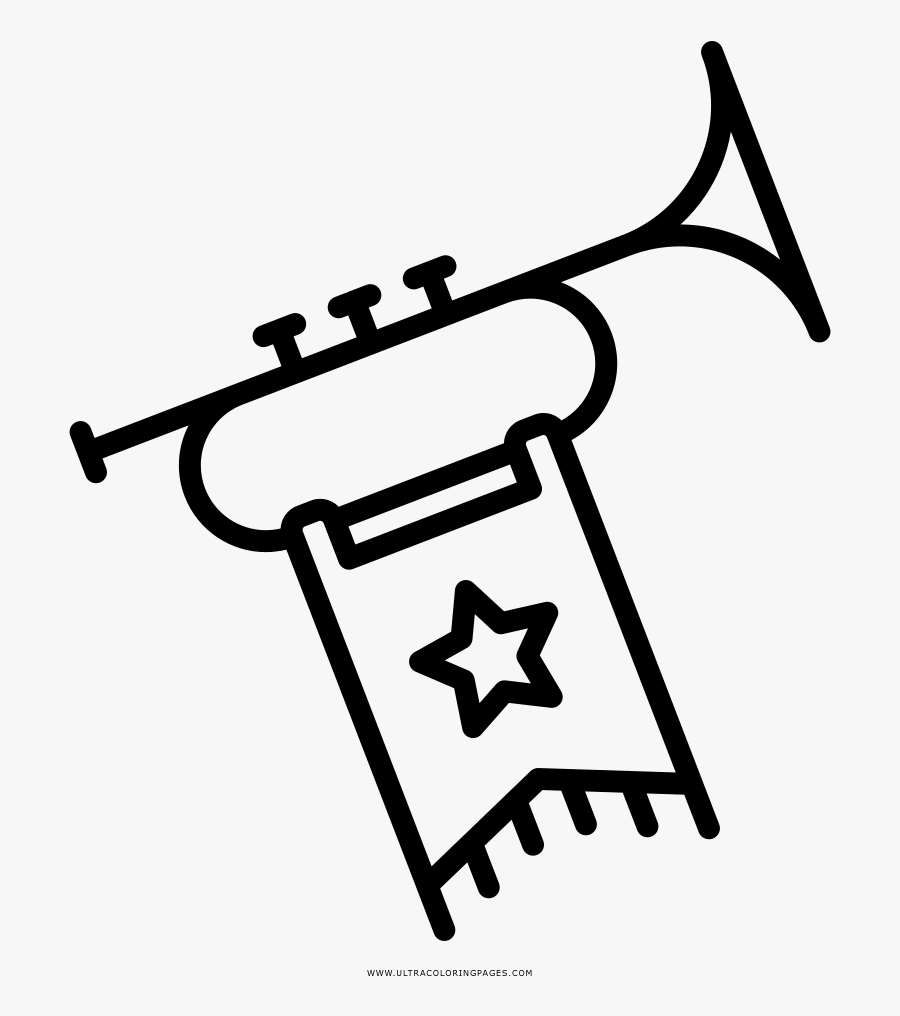 Trumpet Coloring Page - Clipart Black And White Crib Hanging Toy, Transparent Clipart